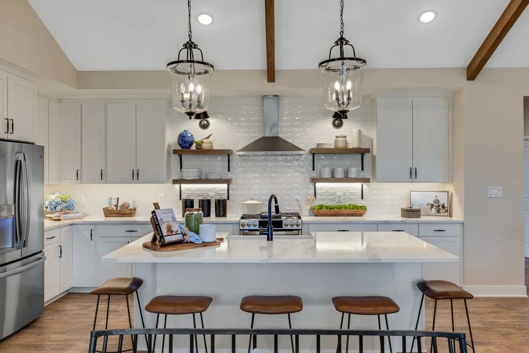 Kitchen with pendant lighting