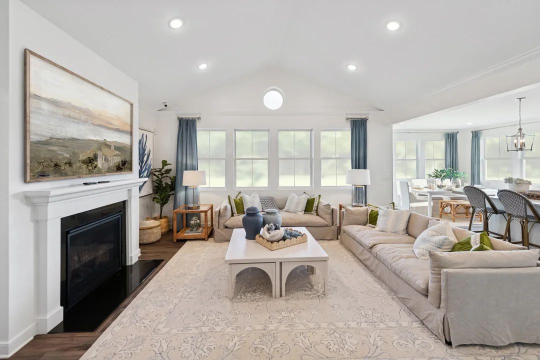 Great room with vaulted ceiling