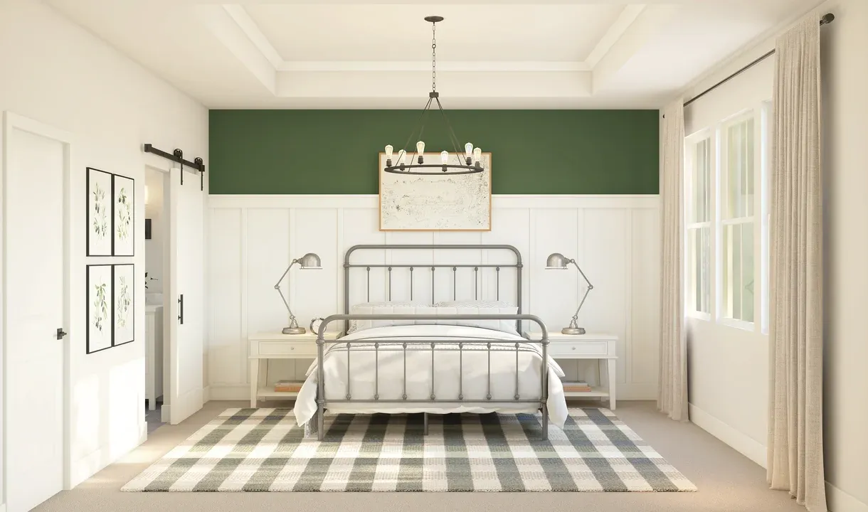 Primary suite with decorative feature wall