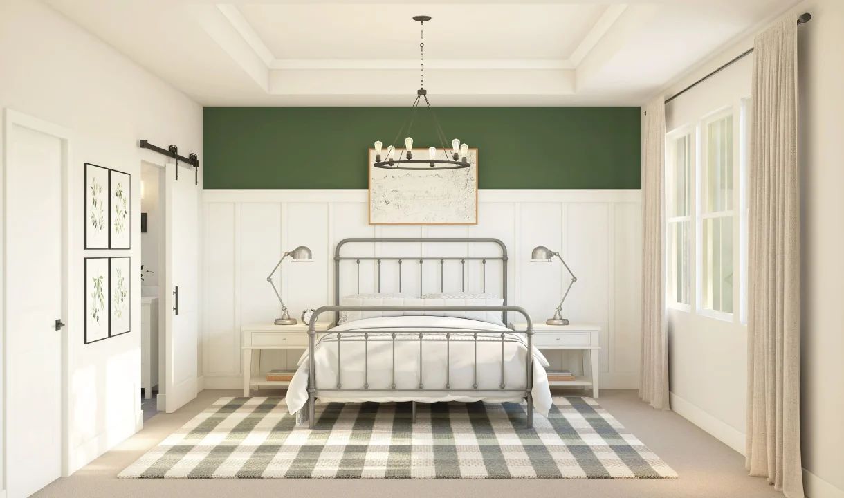 Primary suite with decorative feature wall