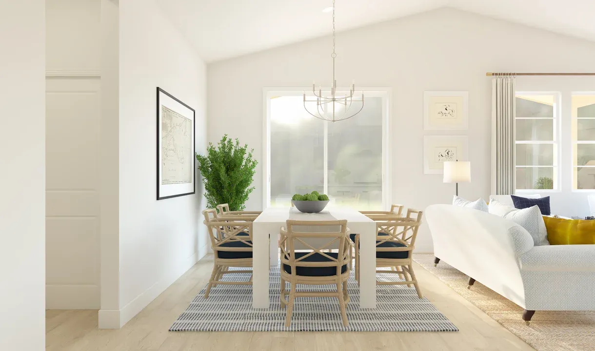 Dining area with vaulted ceiling