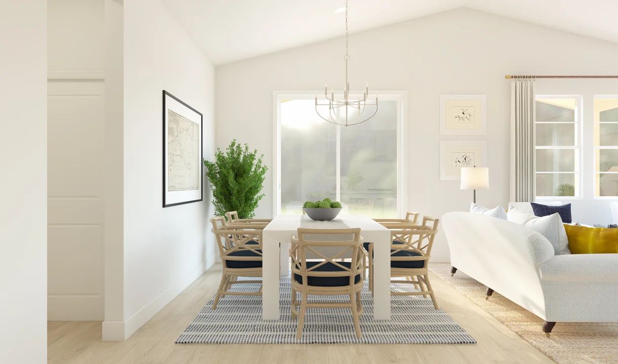 Dining area with vaulted ceiling