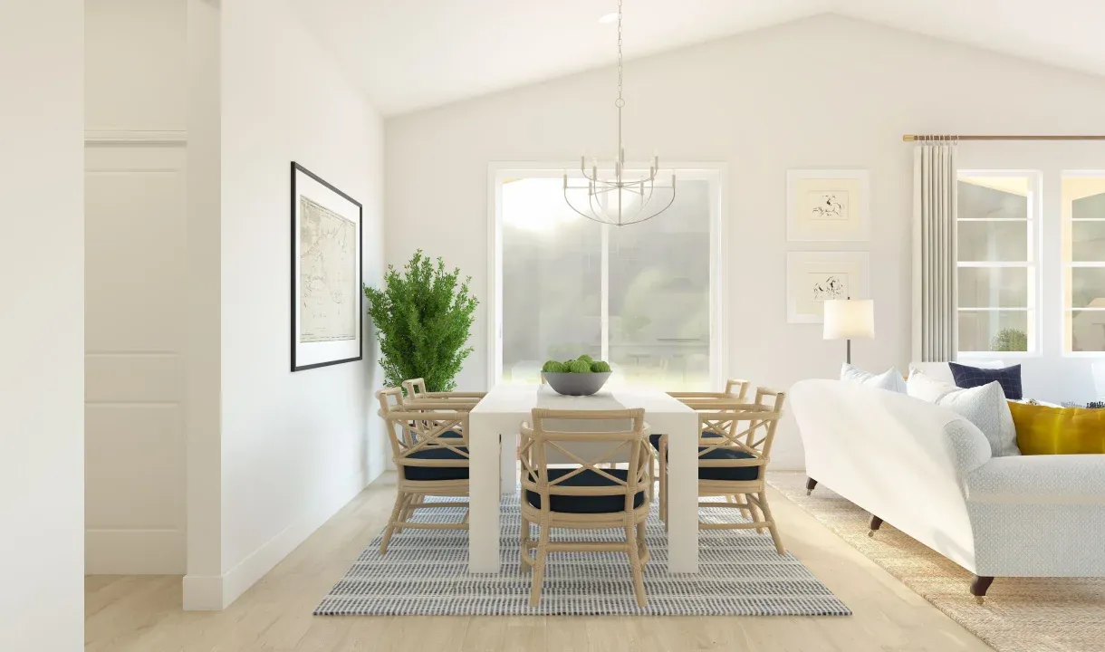 Dining area with vaulted ceiling