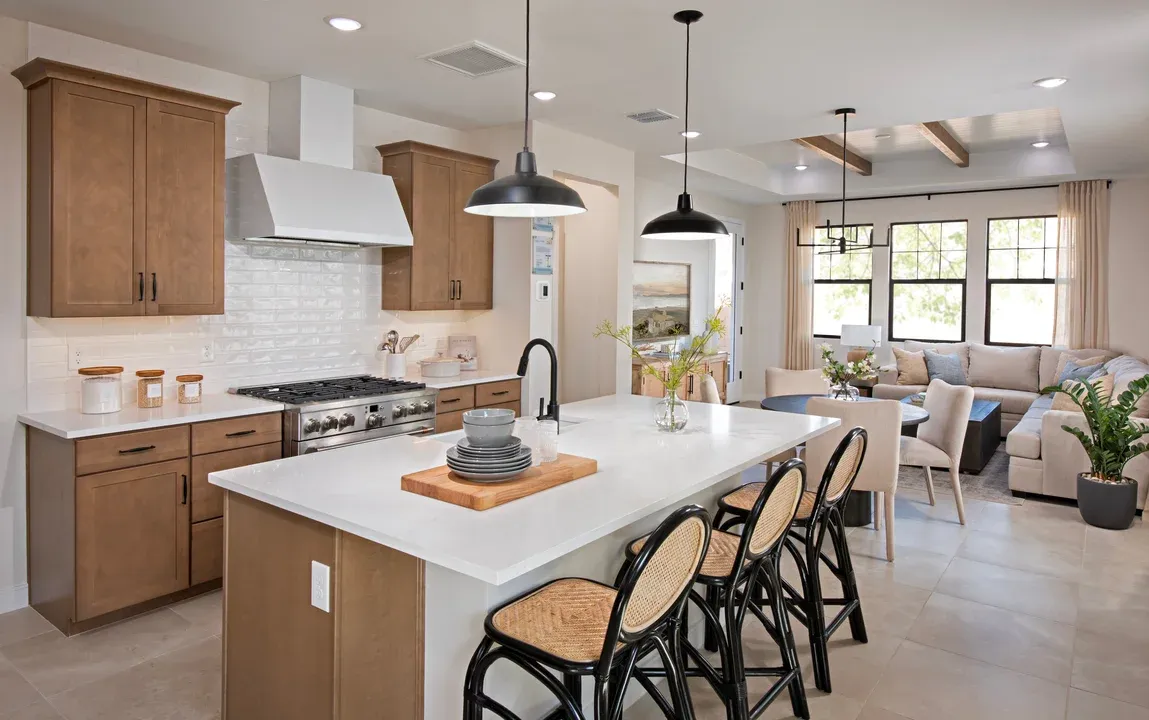 Kitchen with pendant lighting
