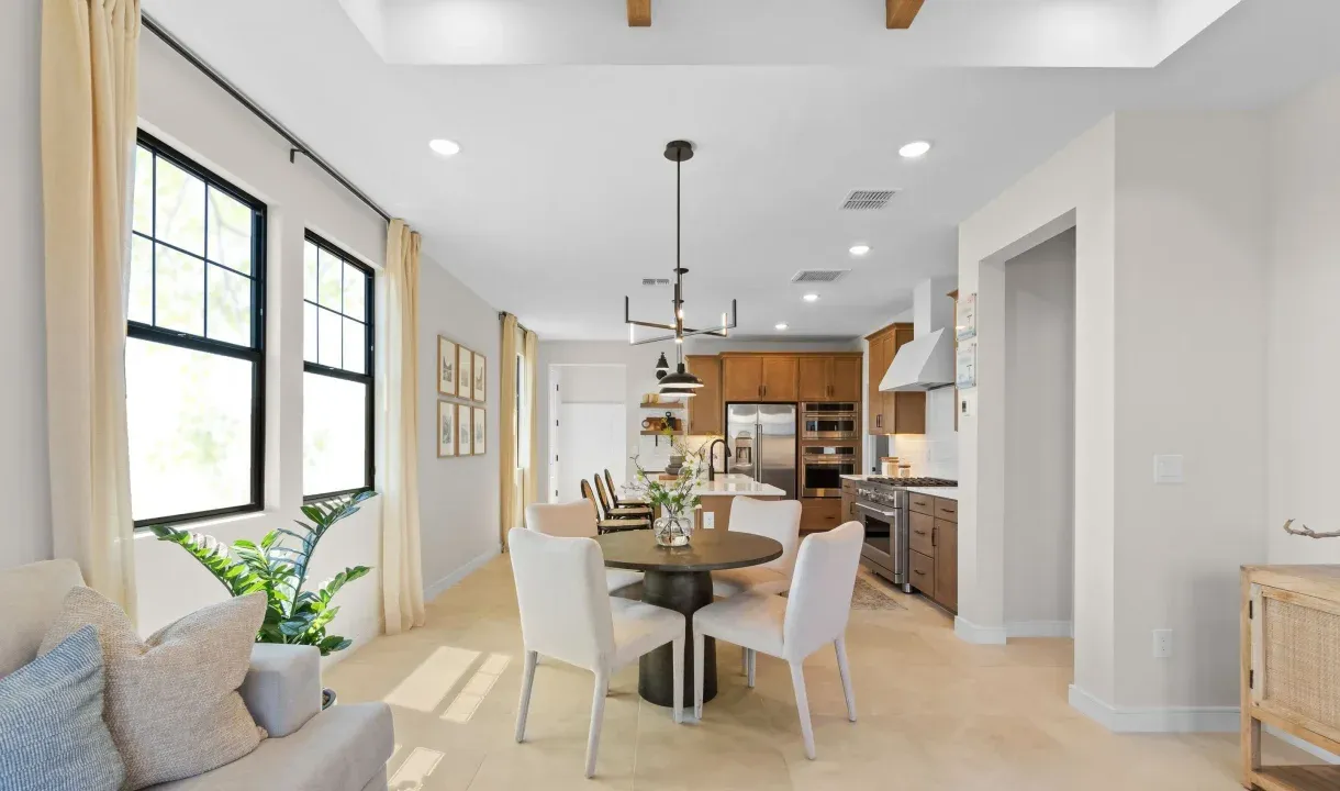 Dining area with chandelier