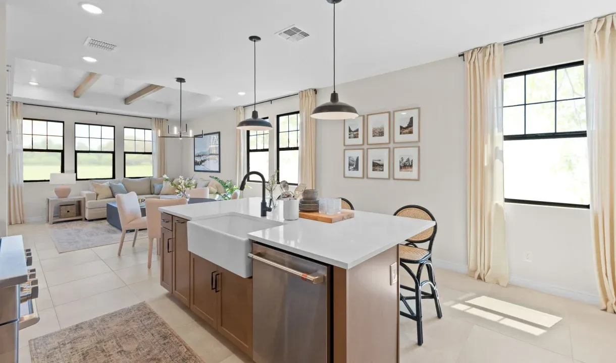 Kitchen with spacious island and natural light