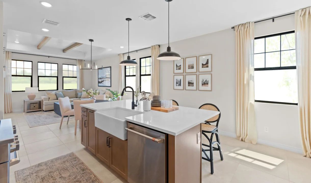 Kitchen with spacious island and natural light