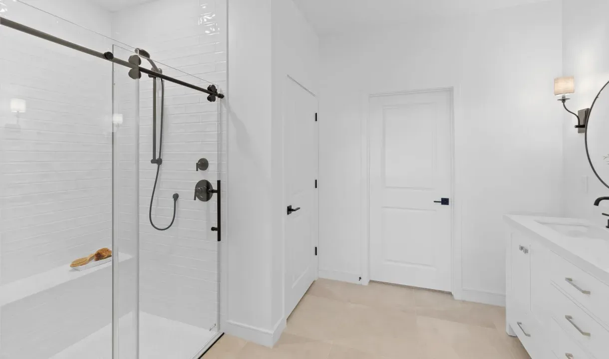 Primary bath glass shower enclosure