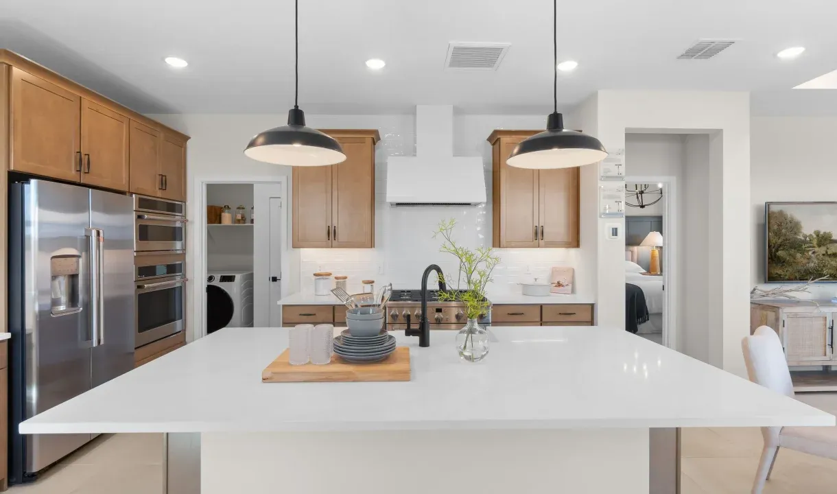 Kitchen with pendant lighting