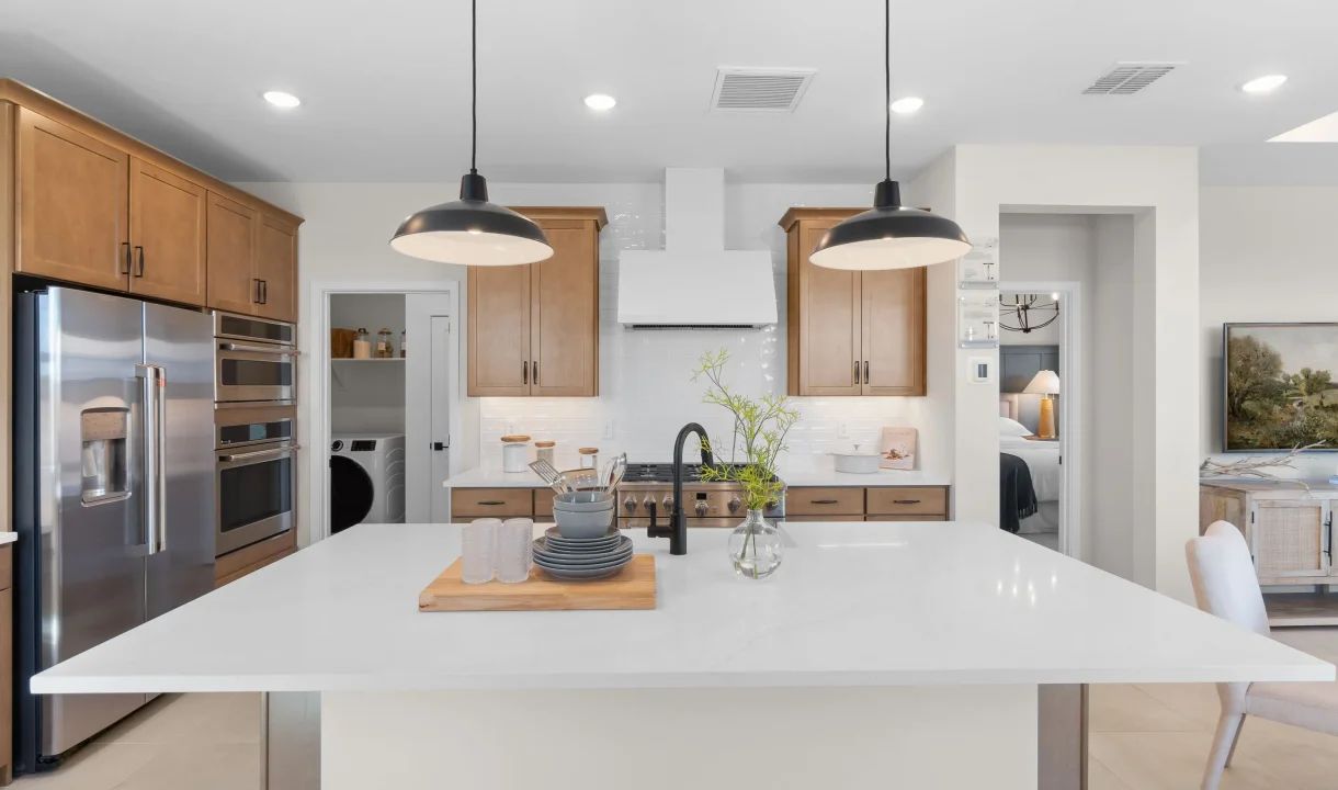 Kitchen with pendant lighting