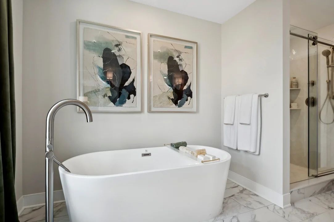 Freestanding tub and glass shower enclosure