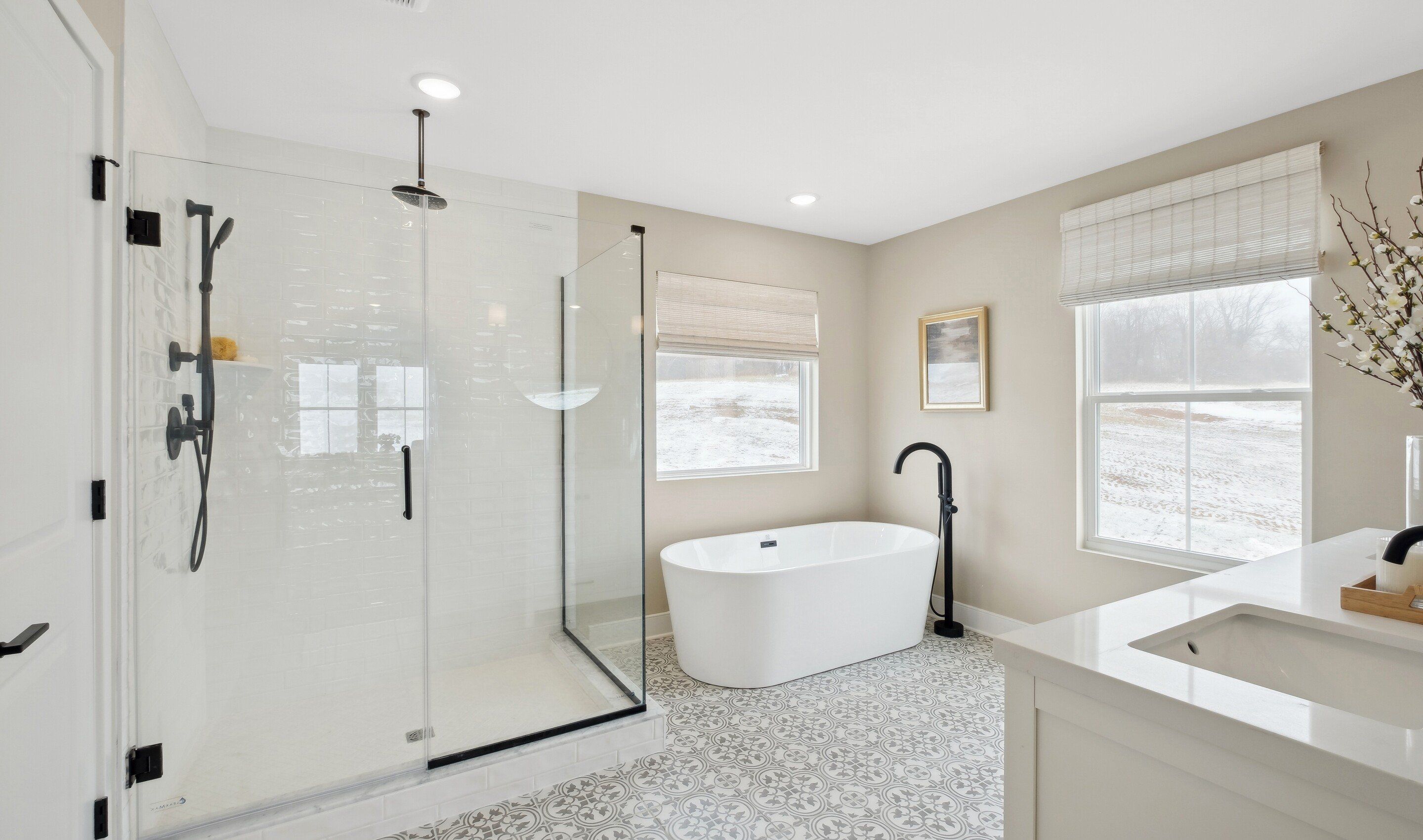 Primary bath with freestanding tub