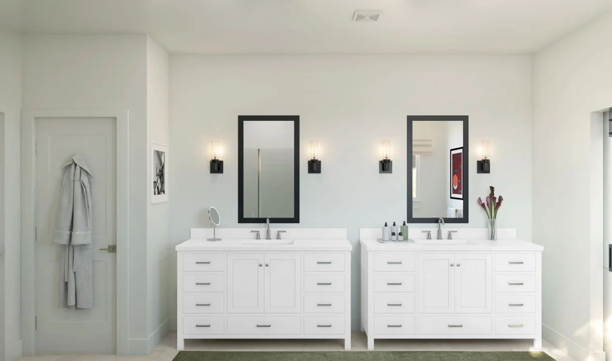 Primary bath with dual vanities