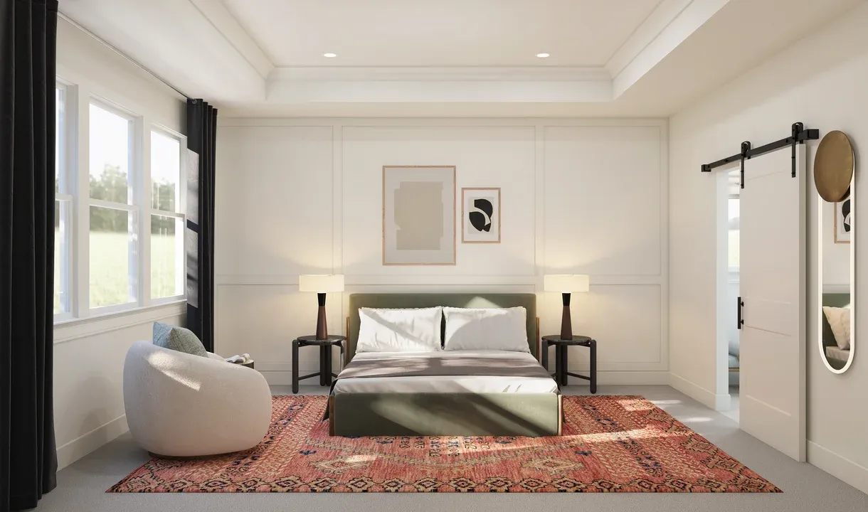 Primary bath with crown moulding