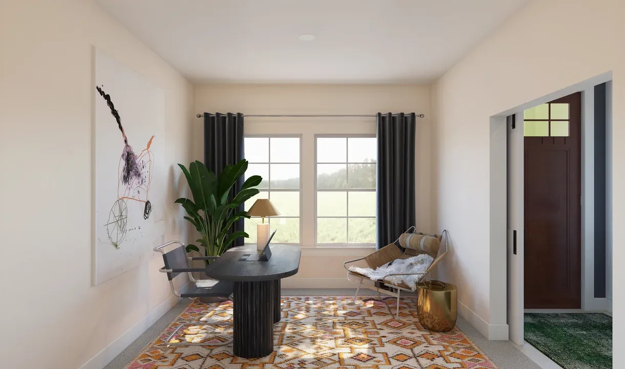 Home office with double barn doors