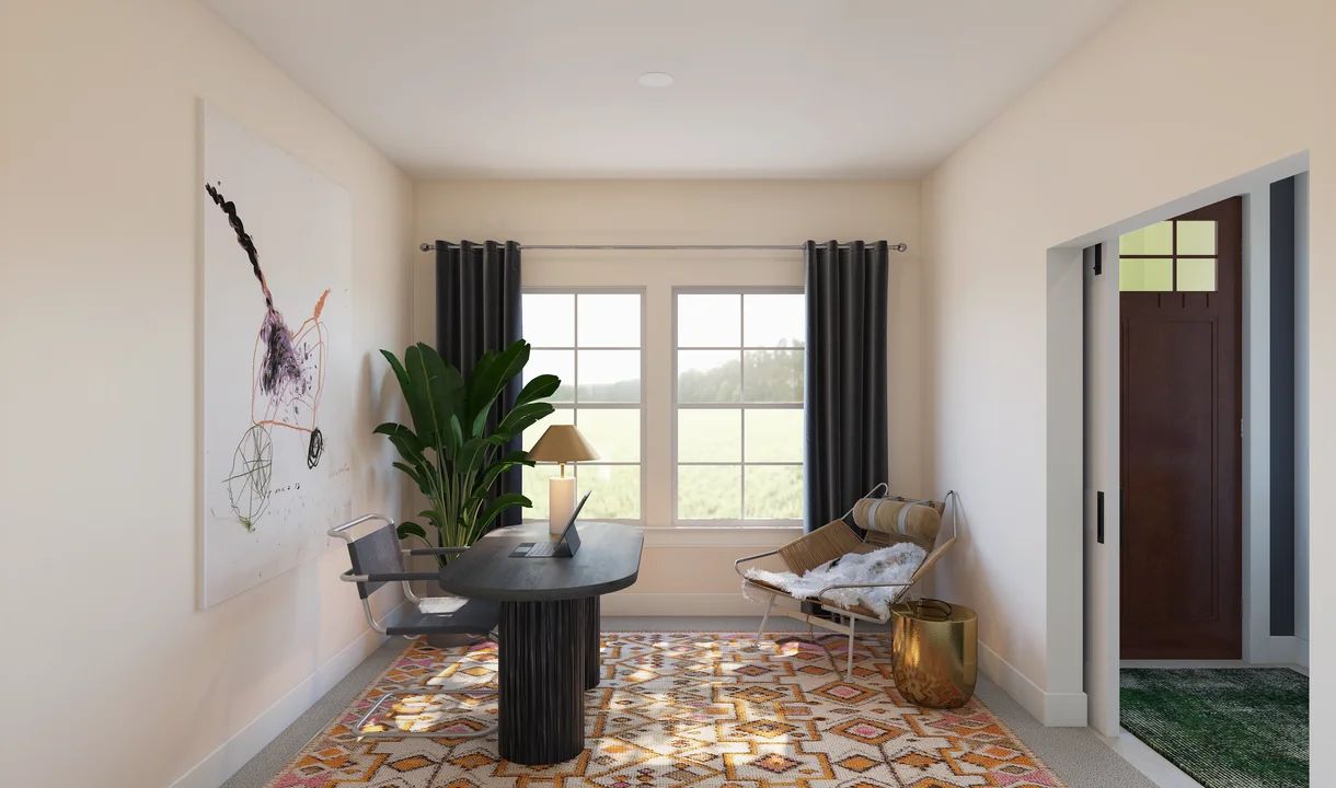 Home office with double barn doors