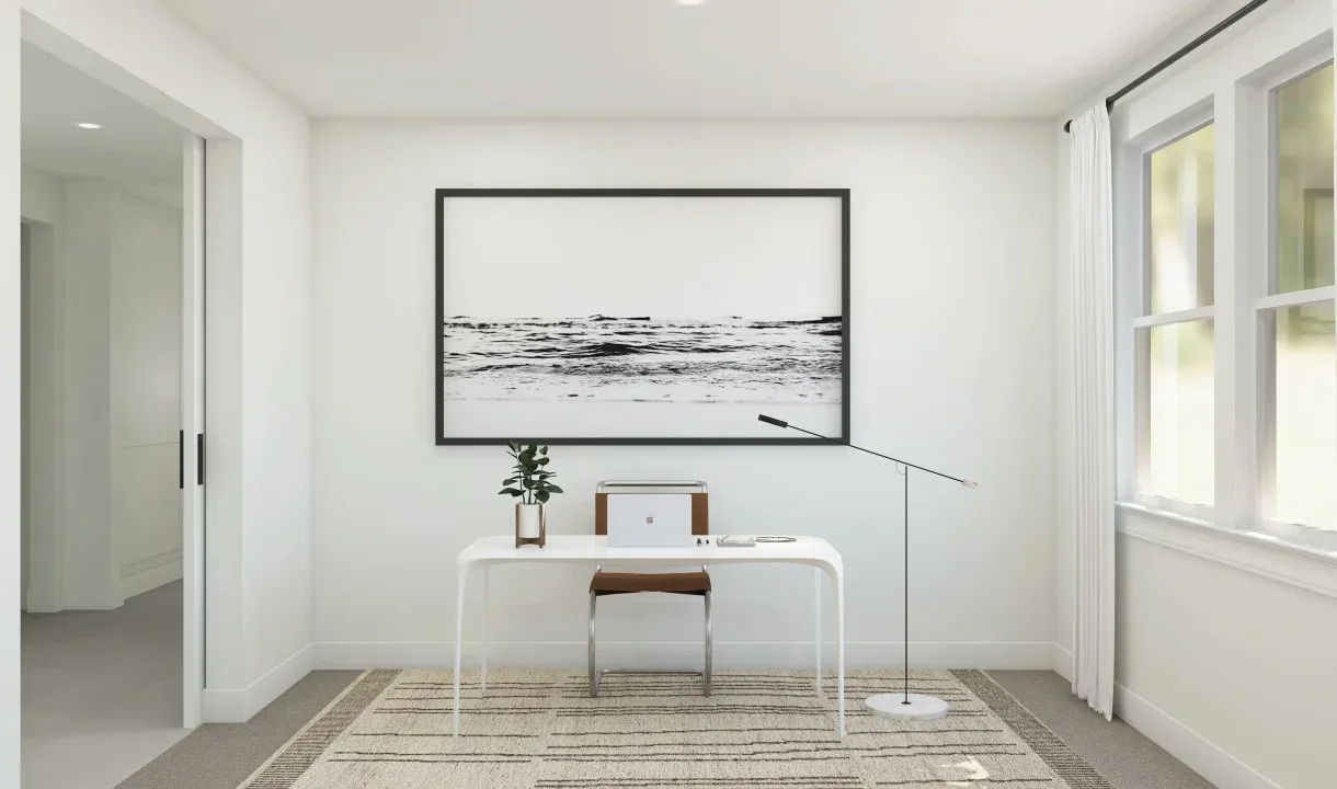 Home office with double barn doors