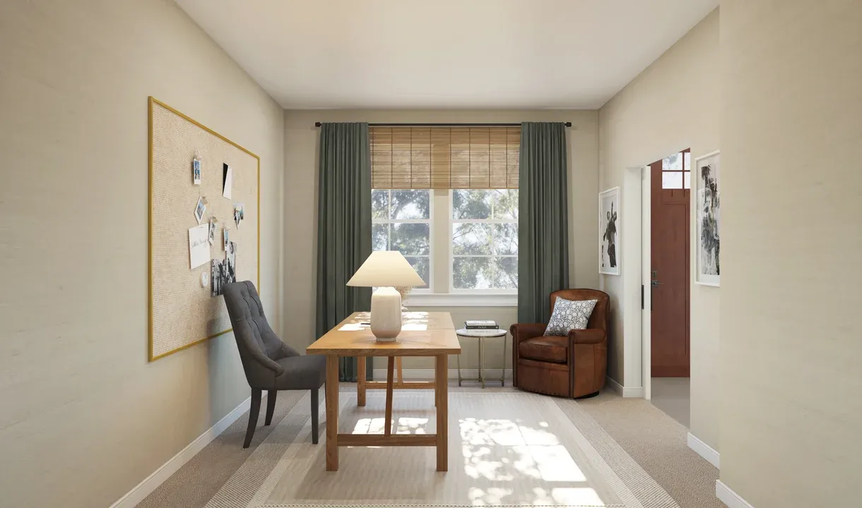 Private home office with double barn doors