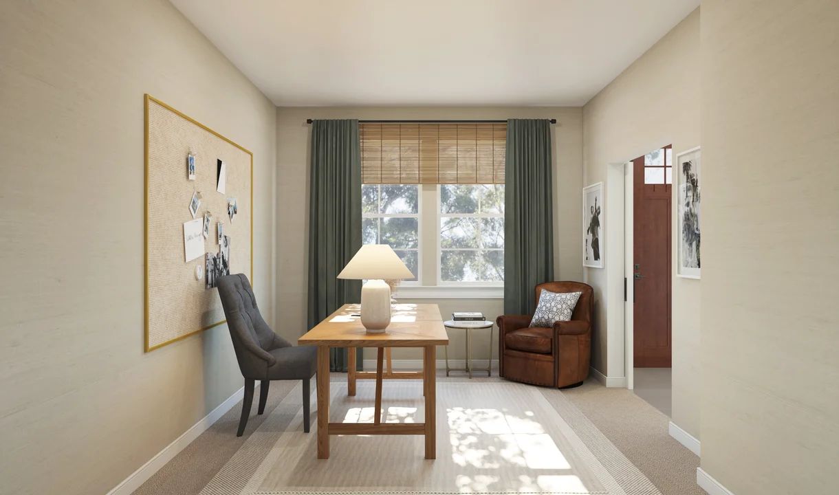 Private home office with double barn doors