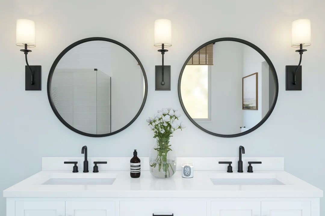 Primary bath with dual circular mirrors