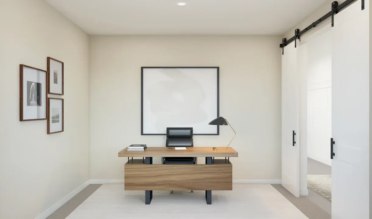 Private home office with double barn doors