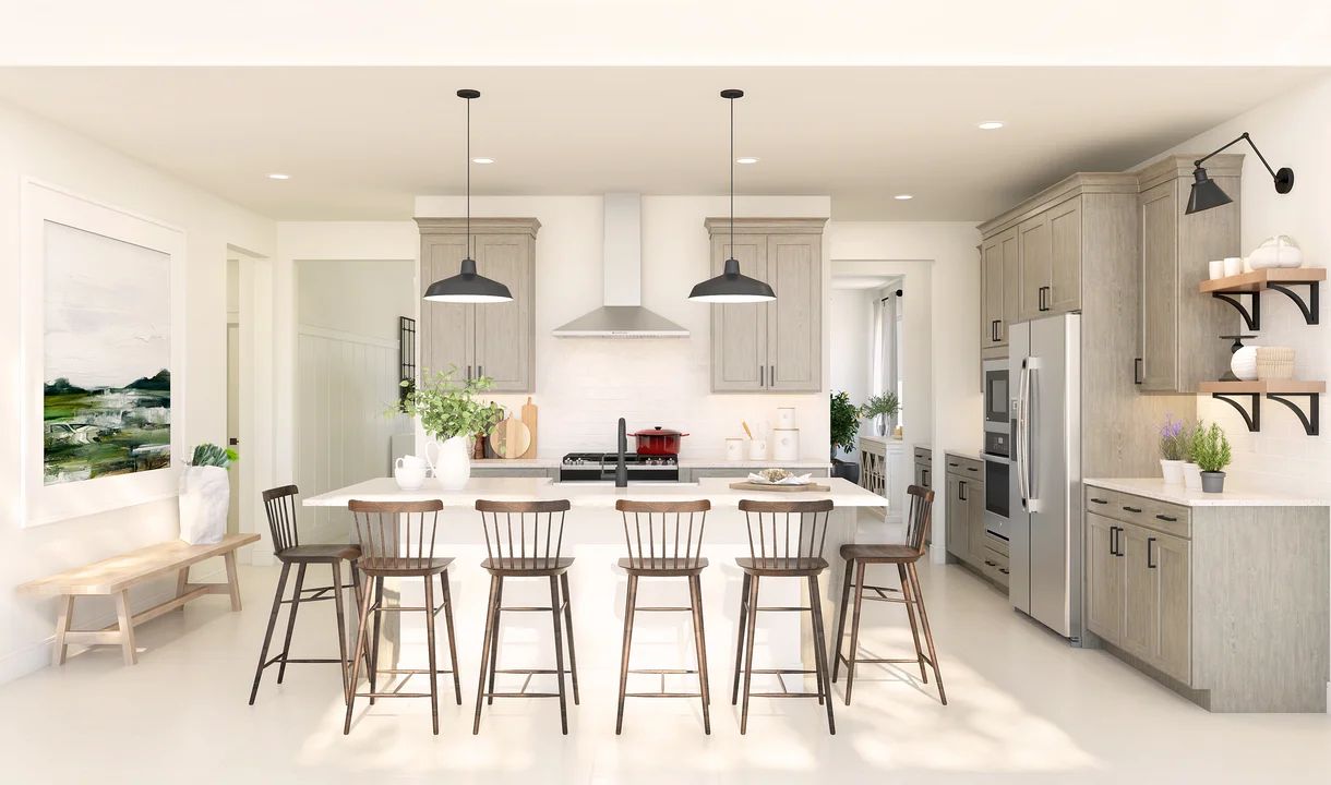 Kitchen with pendant lighting