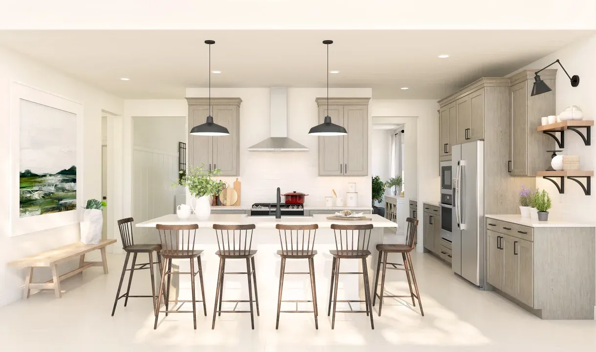 Kitchen with pendant lighting