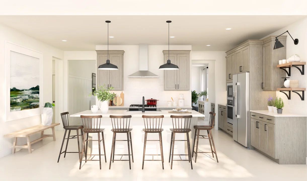 Kitchen with pendant lighting