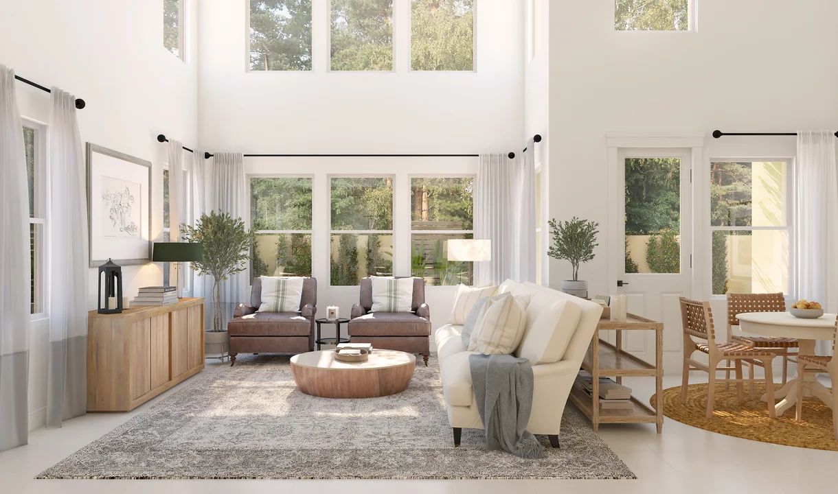Great room with two-story ceiling