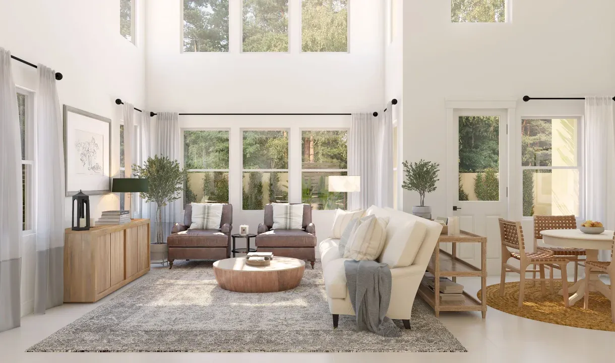 Great room with two-story ceiling