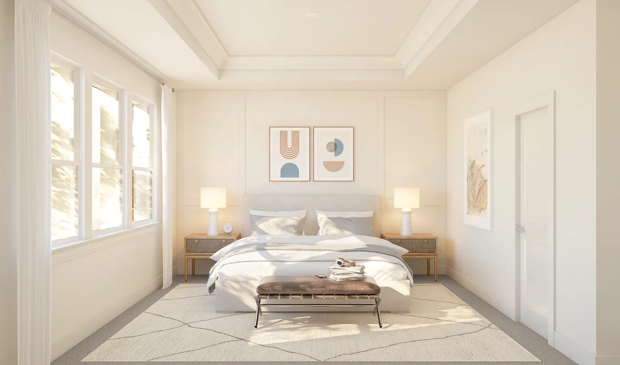 Primary suite with decorative feature wall