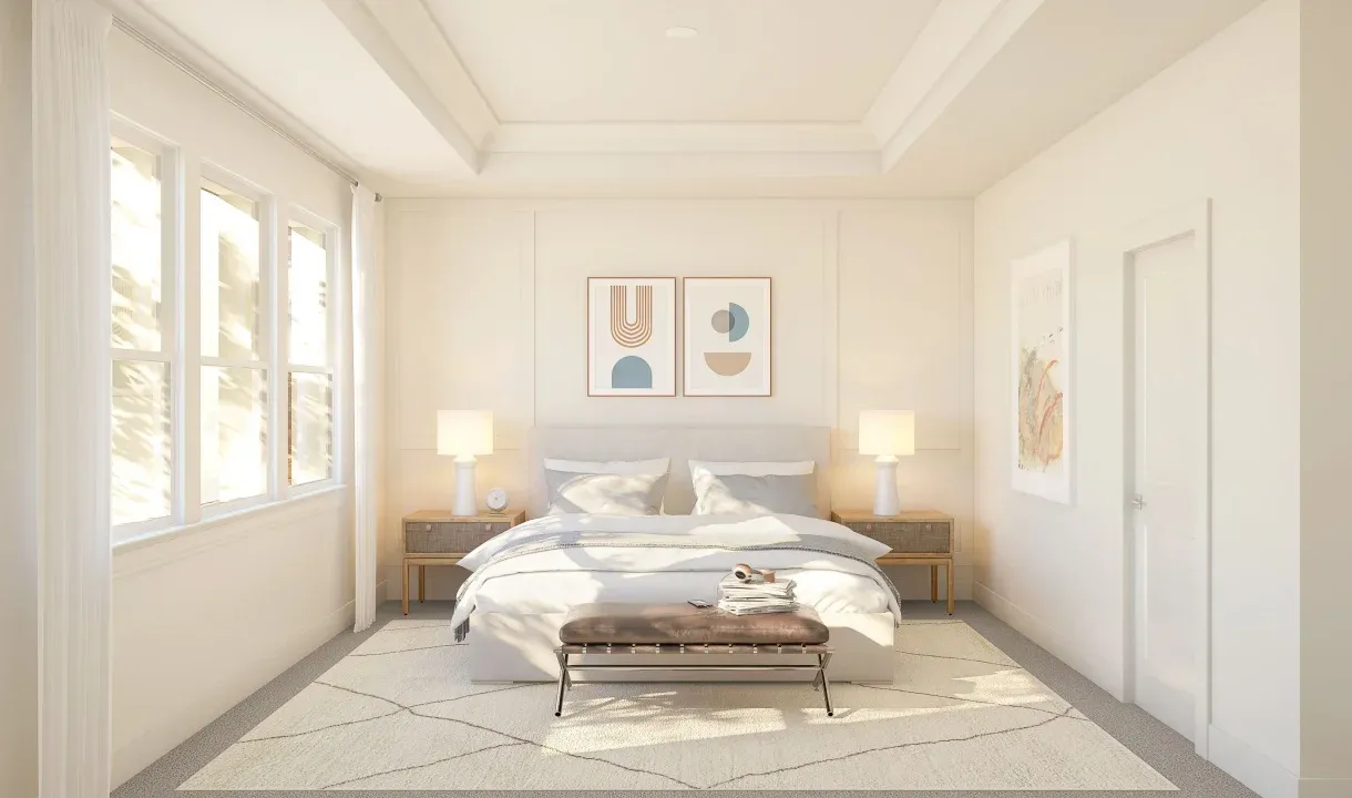 Primary suite with decorative feature wall