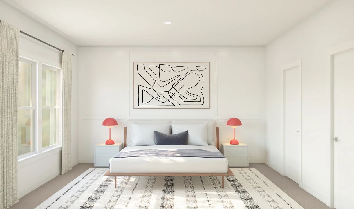 Primary suite with plush carpeting