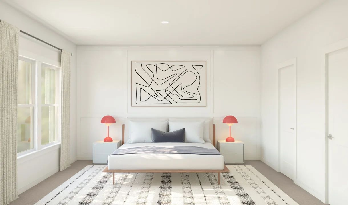 Primary suite with plush carpeting