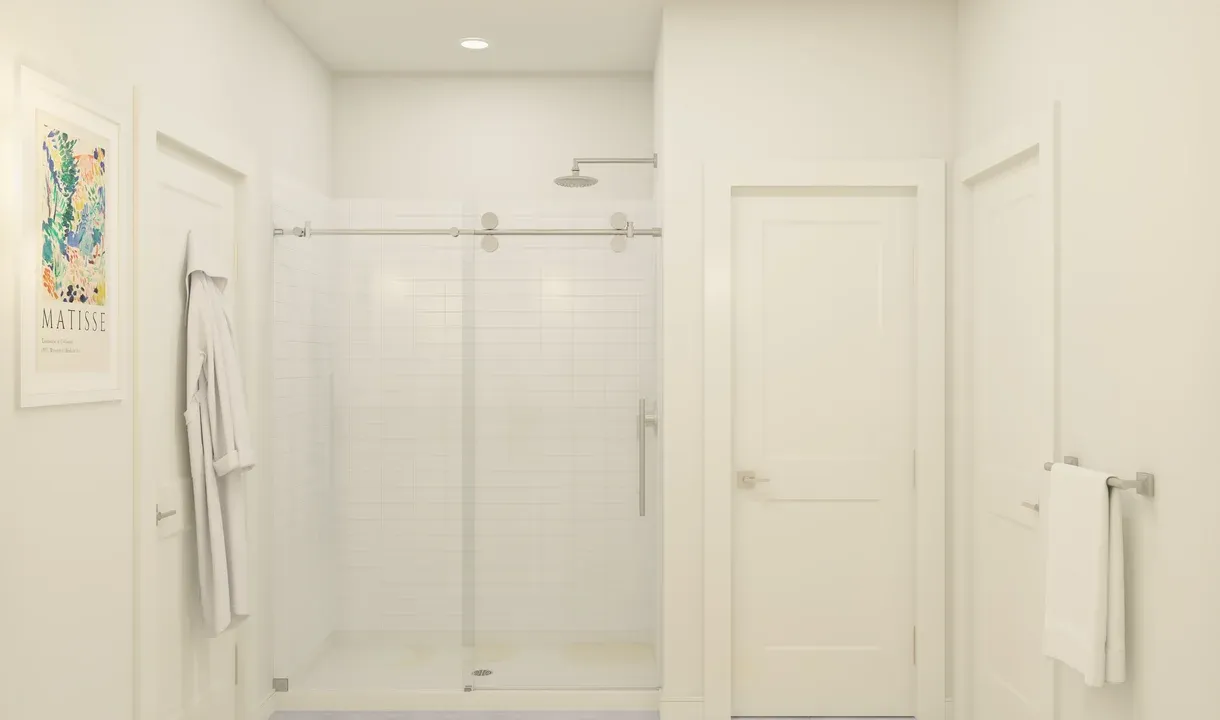 Primary bath glass shower enclosure