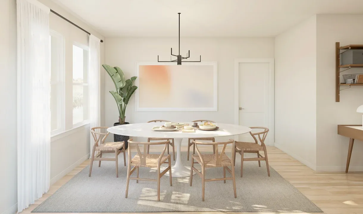 Dining area with pendant chandelier