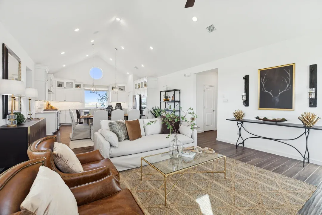 Great room with soaring vaulted ceiling