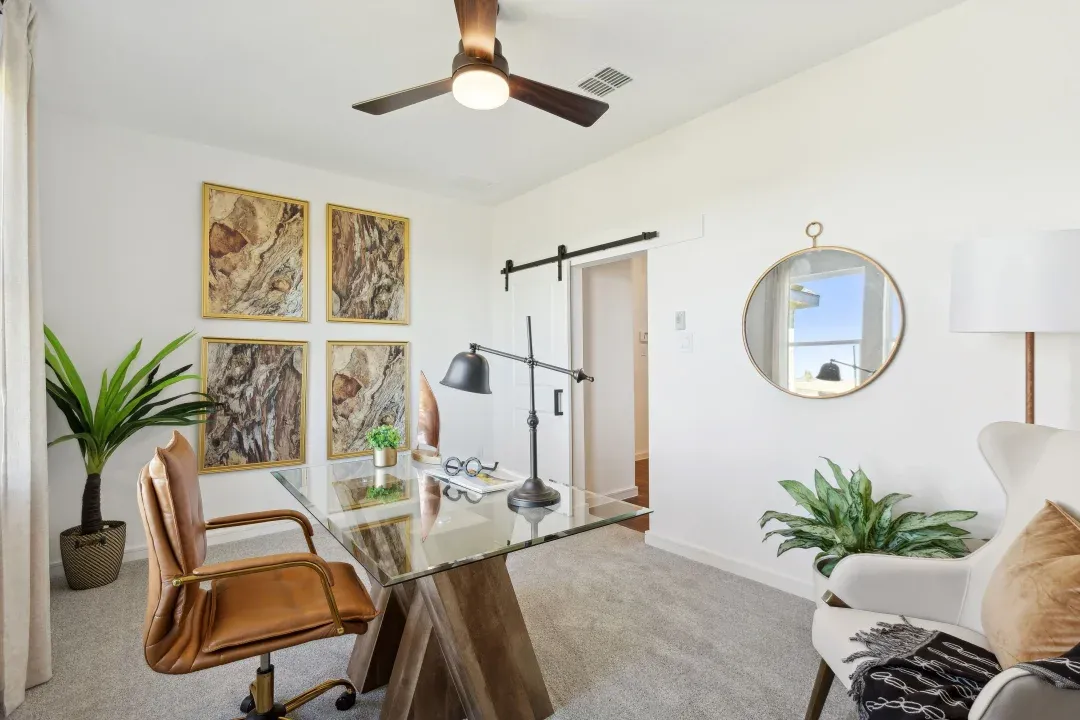 Home office with barn door