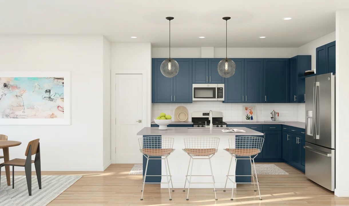 Kitchen with pendant lighting