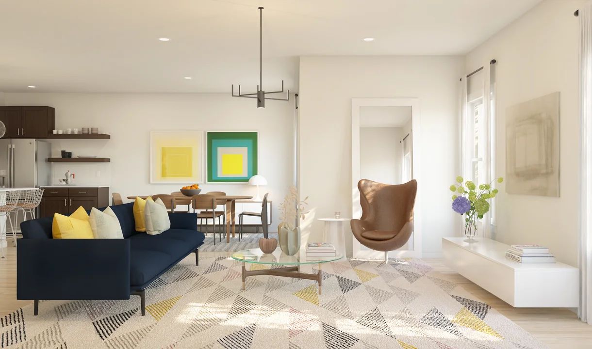 Great room with luxurious tile flooring