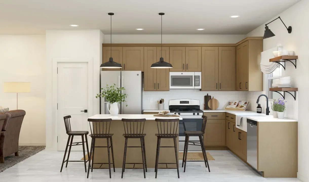 Kitchen with center island and pendant lighting