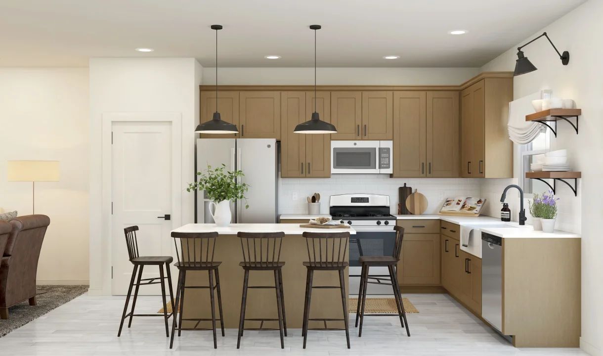 Kitchen with center island and pendant lighting