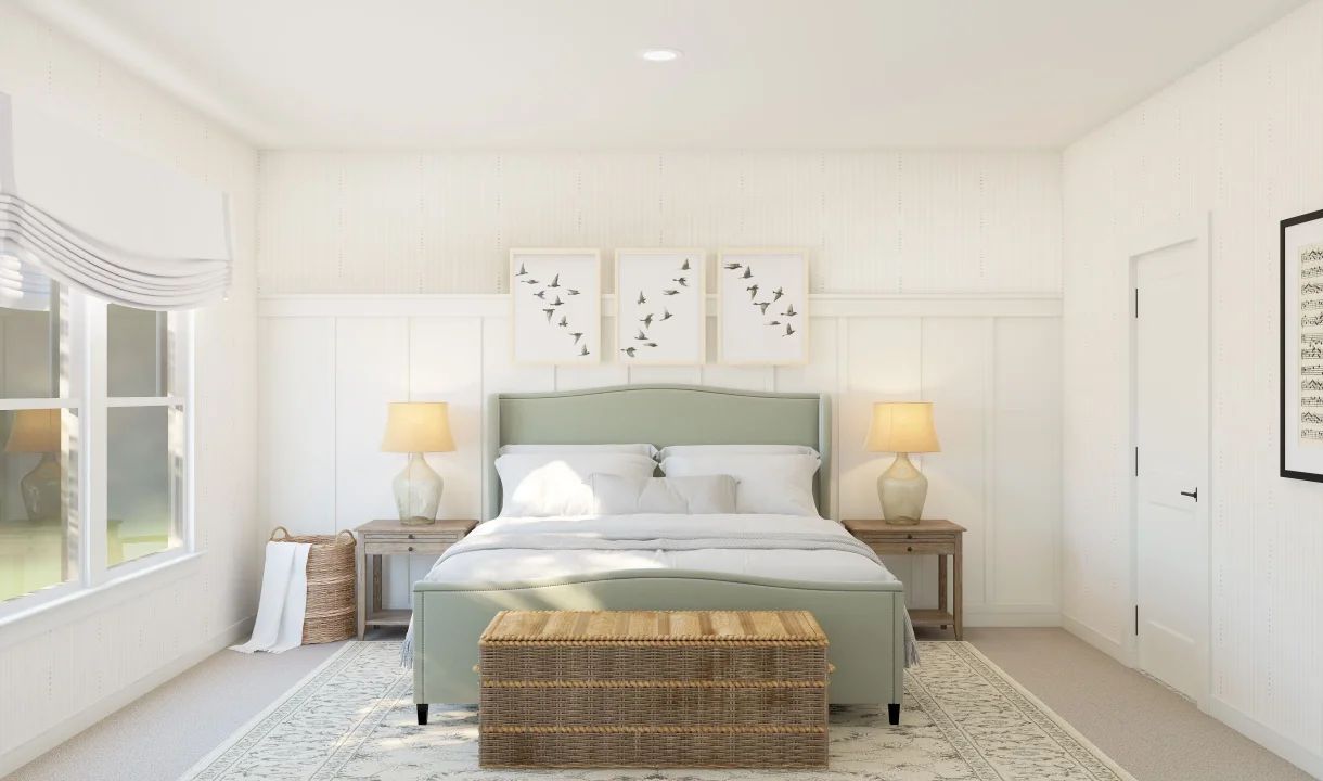 Primary suite with decorative feature wall