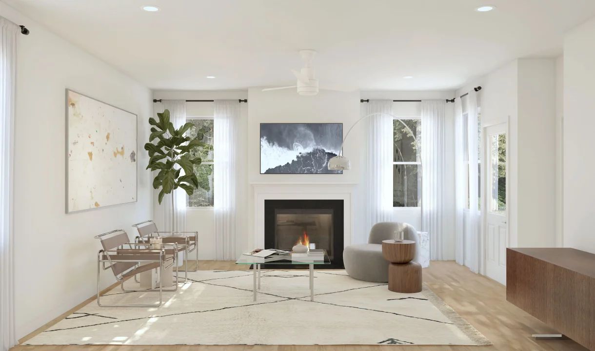 Great room with fireplace