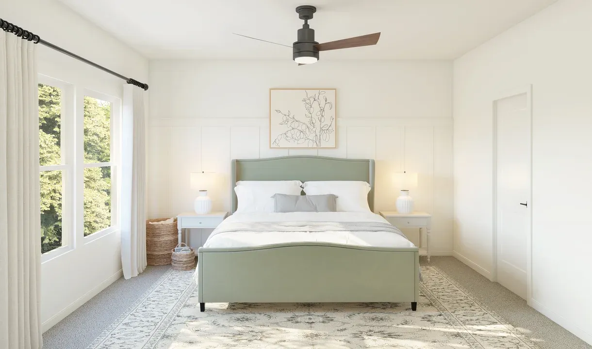 Primary suite with decorative feature wall