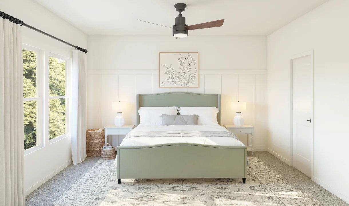 Primary suite with decorative feature wall