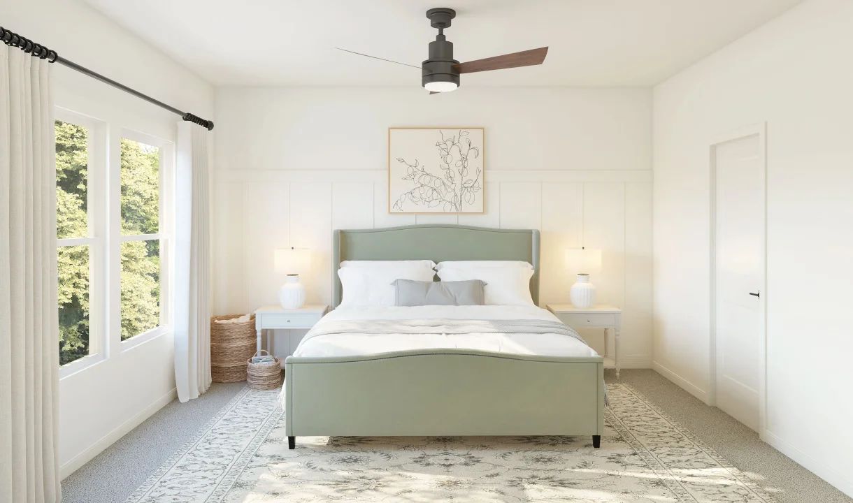 Primary suite with decorative feature wall