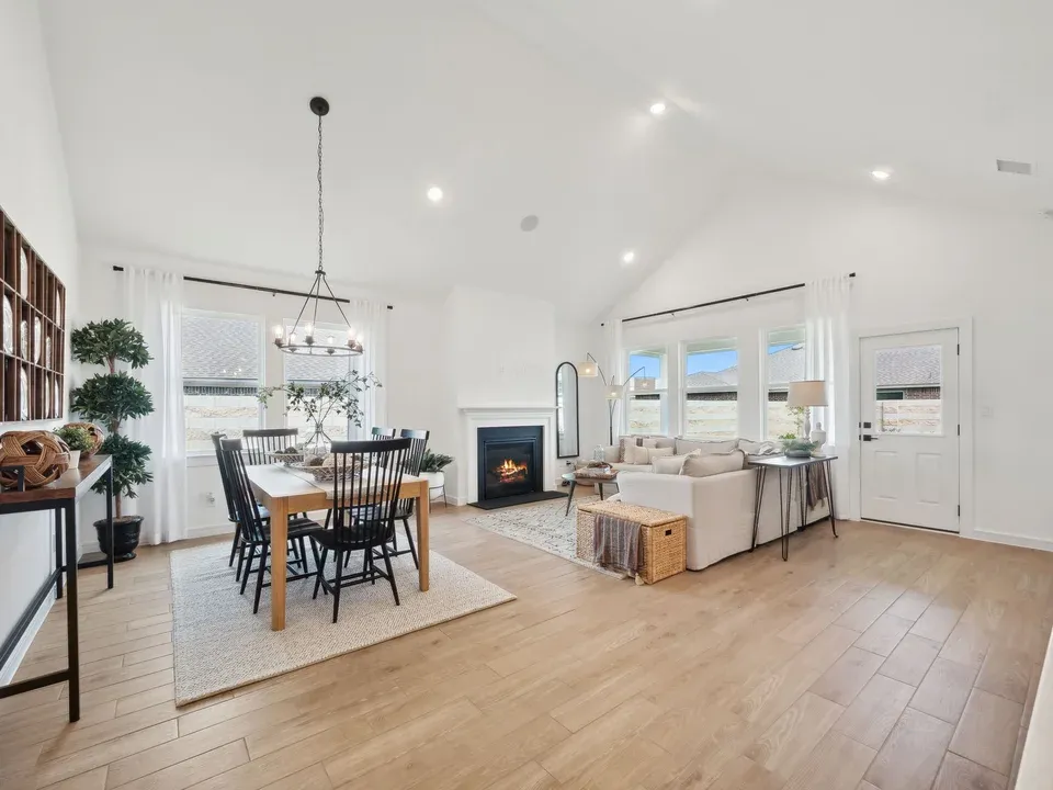 Great room with vaulted ceiling