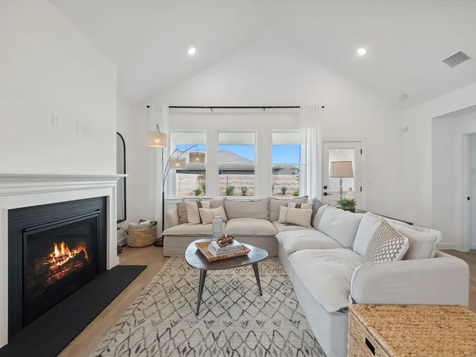 Great room with vaulted ceiling