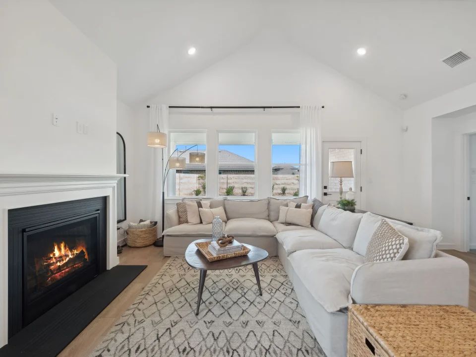 Great room with vaulted ceiling